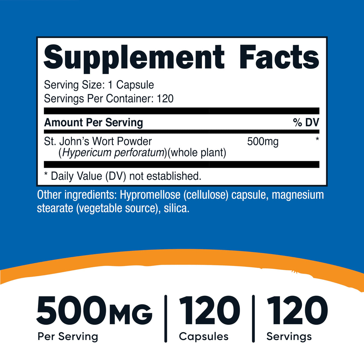 Nutricost كبسولات عشبة سانت جون (500 ملجم) – 120 كبسولة نباتية، خالية من الجلوتين وغير معدلة وراثيًا