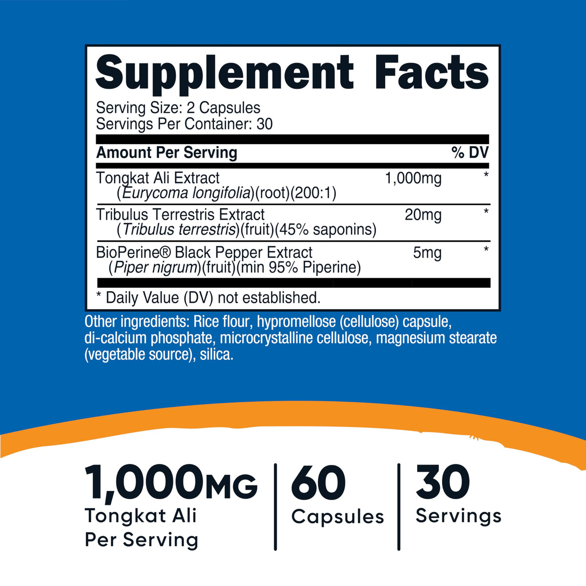 Nutricost Tongkat Ali 1000mg | 60 Vegetarian Capsules | Tribulus Terrestris + BioPerine