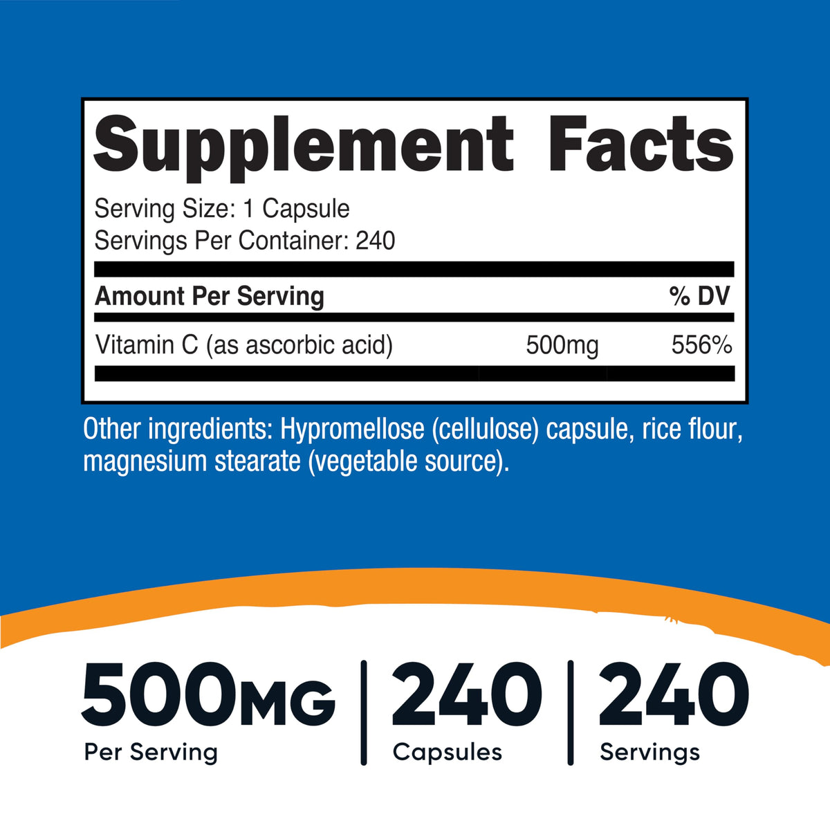 Nutricost Vitamin C 500mg β 240 Capsules | Vegetarian, Gluten Free & Non-GMO
