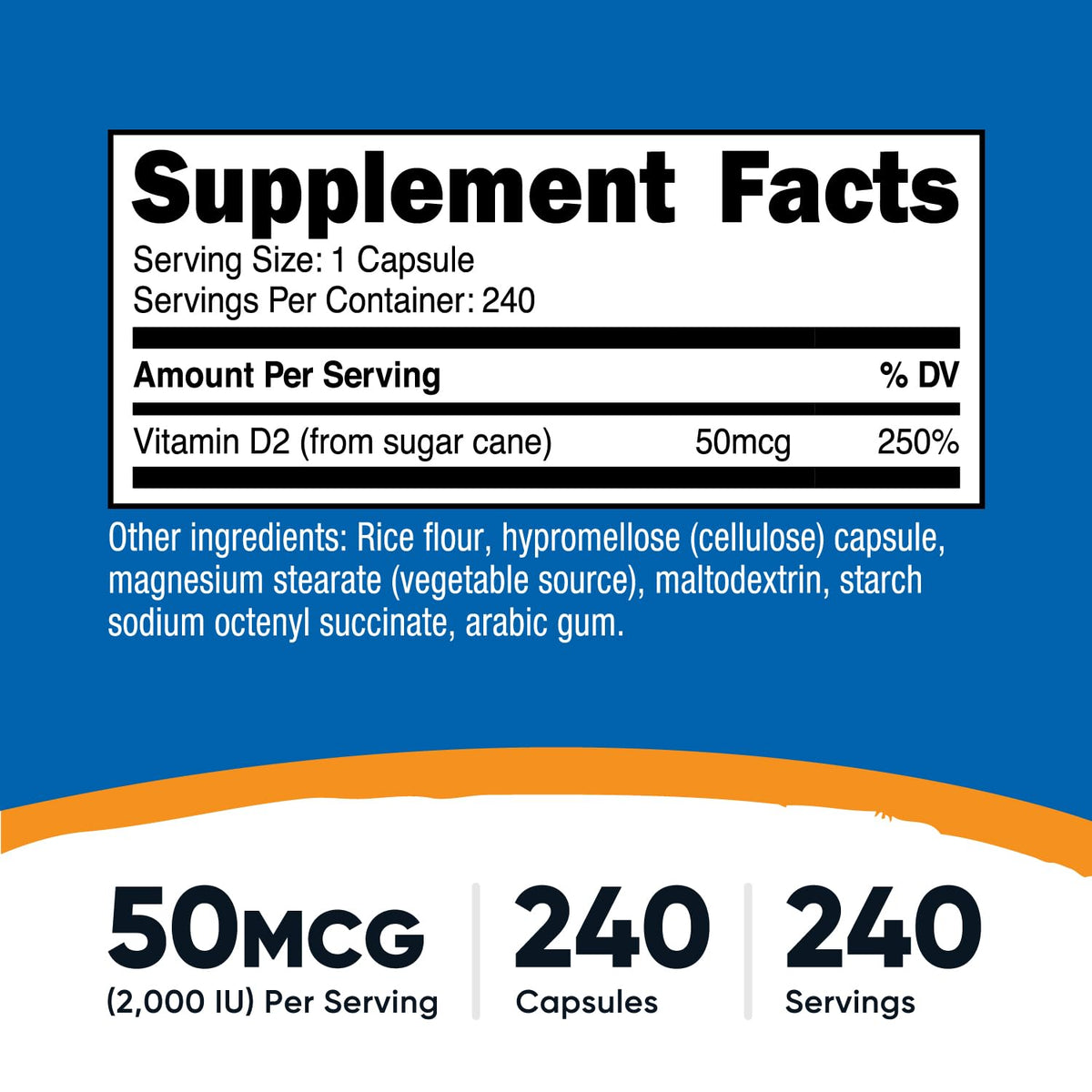 Nutricost Vitamin D2 Supplement 2000 IU β 240 Capsules | Vegan, Non-GMO, Gluten-Free, Third-Party Tested