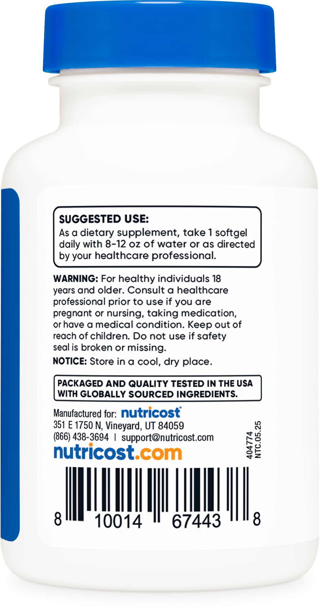 كبسولات Nutricost Vitamin D3 2000 IU الهلامية – 240 كبسولة هلامية – غير معدلة وراثيًا وخالية من الجلوتين
