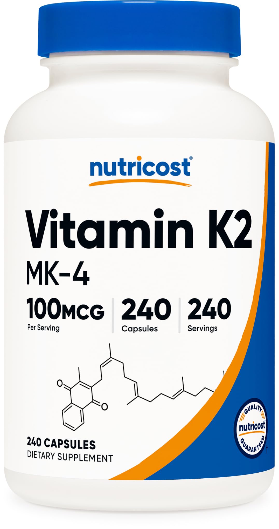 Nutricost فيتامين K2 MK-4 عدد 240 كبسولة - 100 مكجم، خالٍ من الجلوتين وغير معدل وراثيًا