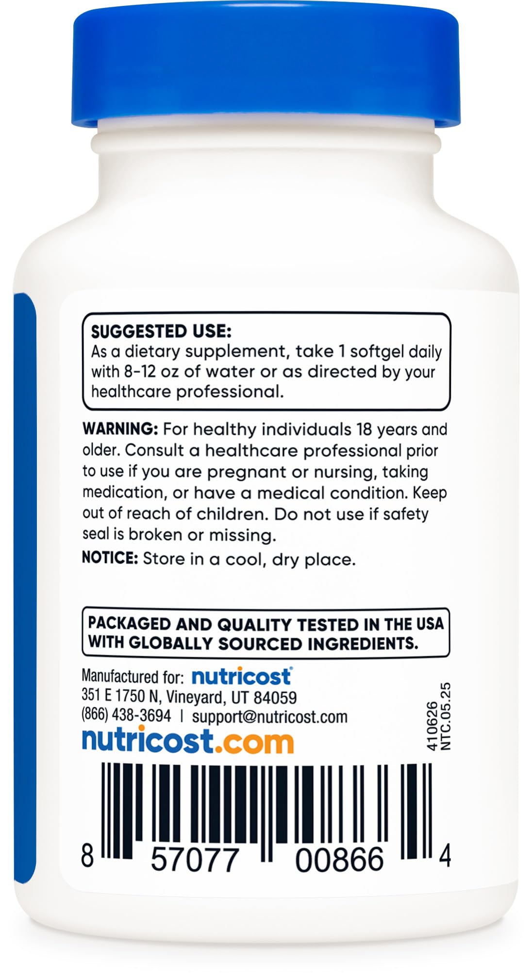 Nutricost فيتامين K2 MK7 100 ميكروجرام + فيتامين D3 5000 وحدة دولية | 120 كبسولة هلامية | خالٍ من الجلوتين، غير معدّل وراثيًا