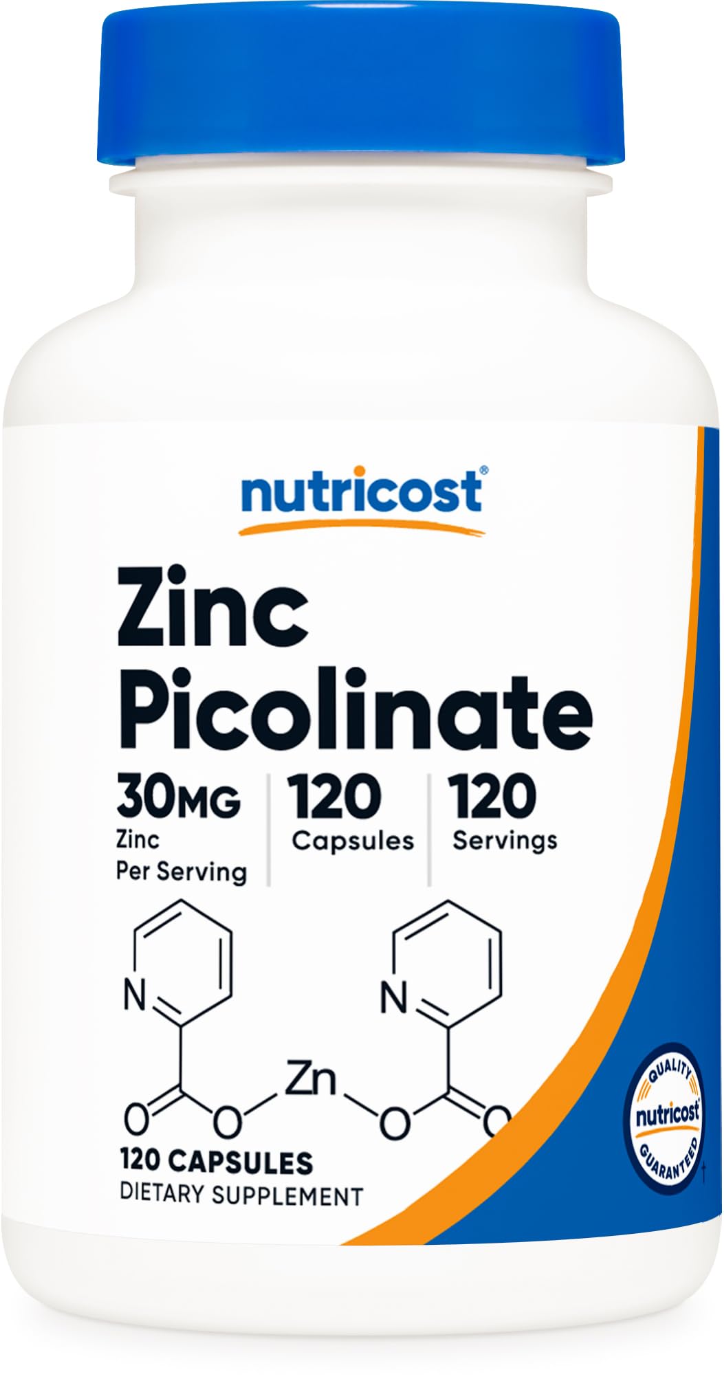 Nutricost الزنك بيكولينات 30 ملجم - 120 كبسولة | خالٍ من الغلوتين وغير معدل وراثيًا