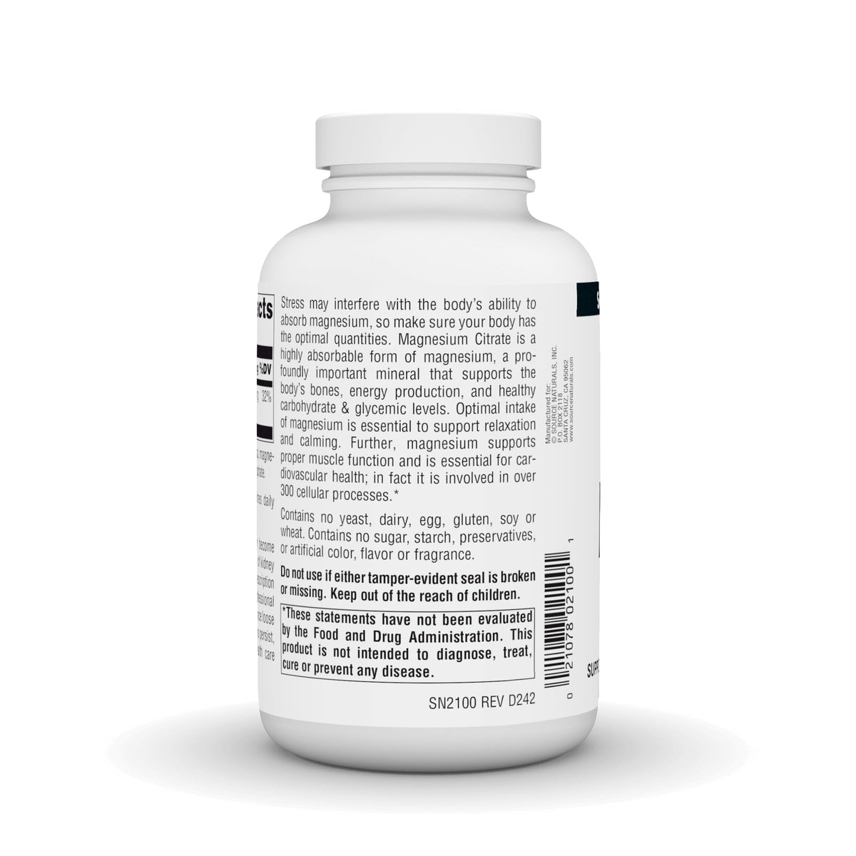 Source Naturals Magnesium Citrate 133 mg β 180 Capsules | Supports Bone & Heart Health