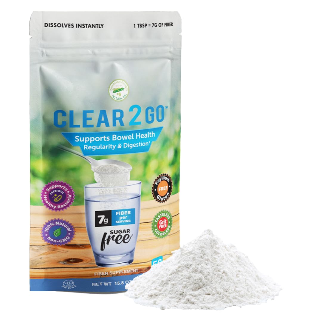 Nutritional Designs Clear 2 Go مسحوق ألياف البريبيوتيك - الإينولين، خالٍ من الغلوتين، 15.8 أوقية