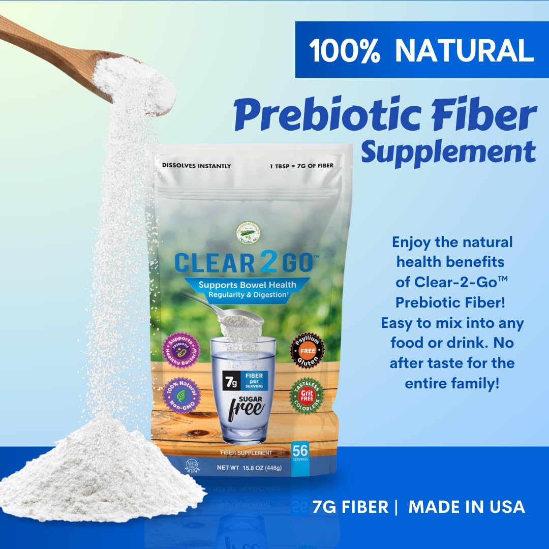 Nutritional Designs Clear 2 Go مسحوق ألياف البريبيوتيك - الإينولين، خالٍ من الغلوتين، 15.8 أوقية