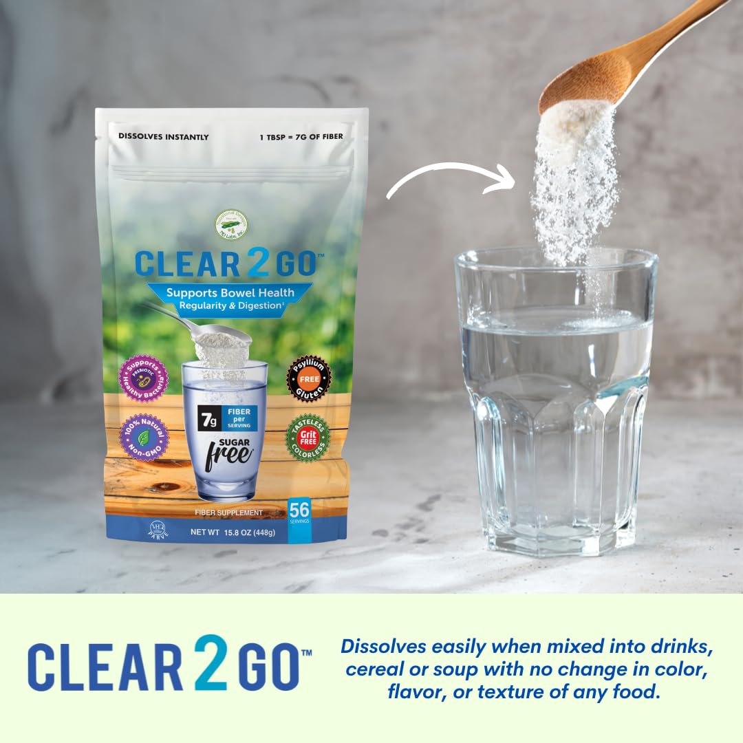 Nutritional Designs Clear 2 Go مسحوق ألياف البريبيوتيك - الإينولين، خالٍ من الغلوتين، 15.8 أوقية