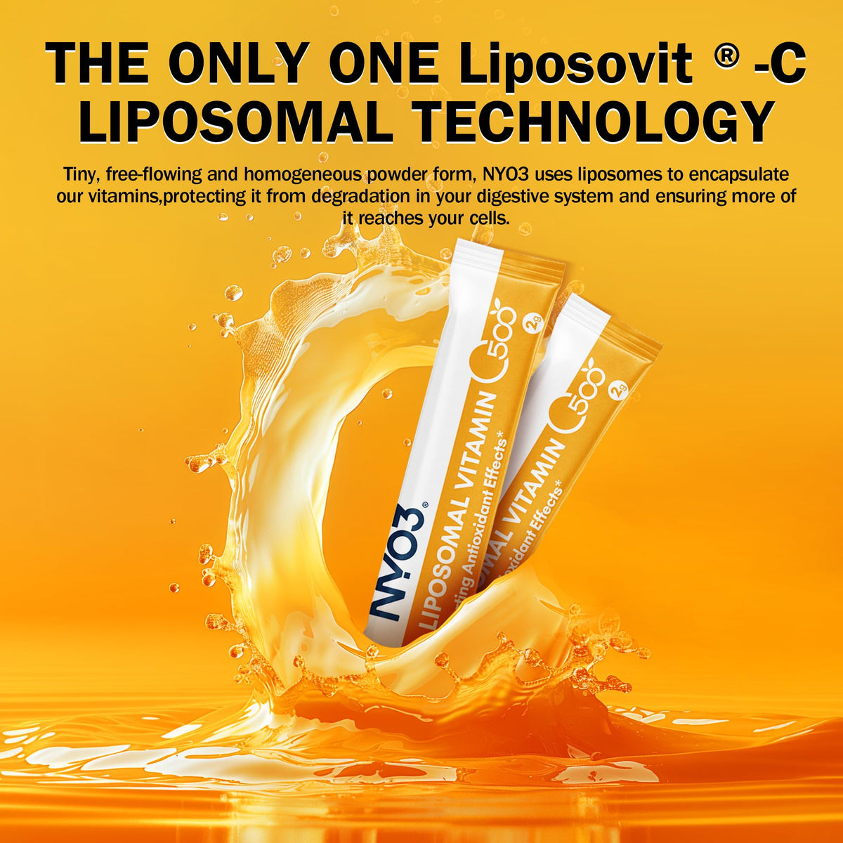 مسحوق فيتامين سي Liposomal من NYO3 – لدعم المناعة وصحة الجلد، 500 ملجم، خالٍ من الغلوتين