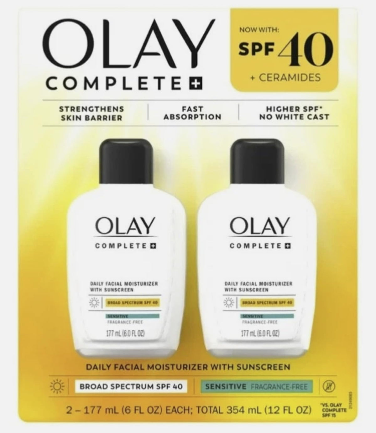 OLAY Complete Daily Facial Moisturizer with SPF 40 β 2-Pack