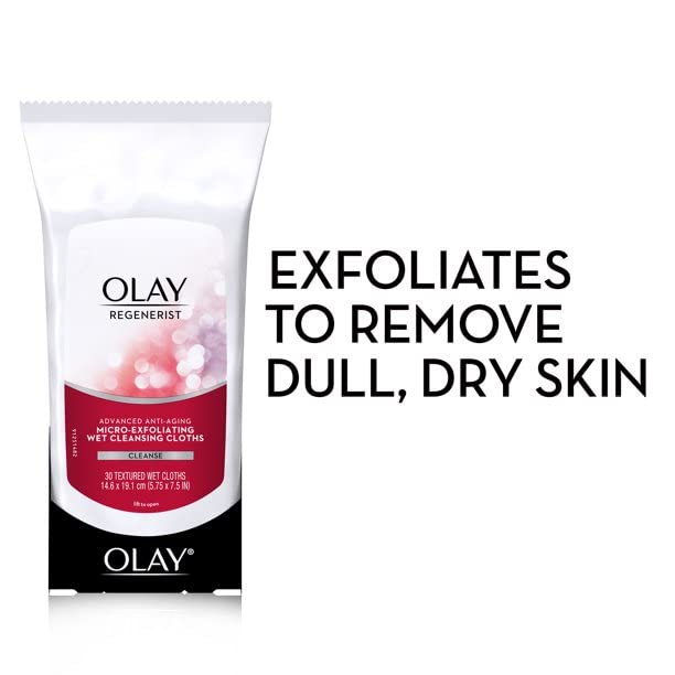 OLAY Regenerist Advanced Anti-Aging Micro-Exfoliating Cleansing Cloths β Pack of 2, 30 Cloths Each