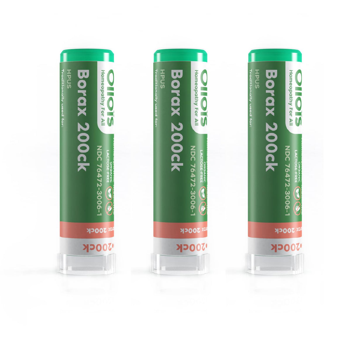 OLLOIS Borax 200ck β Organic, Lactose-Free, Kosher Homeopathic Medicine (Pack of 3)