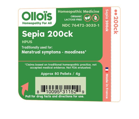 OLLOIS Sepia 200ck عضوي، خالٍ من اللاكتوز، دواء المعالجة المثلية الكوشر – 80 حبة (عبوة من 3)
