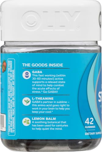 OLLY Goodbye Stress Gummy – جاما أمينوبيوتيريك، ل-ثيانين، بلسم الليمون (التوت) – 42 قطعة
