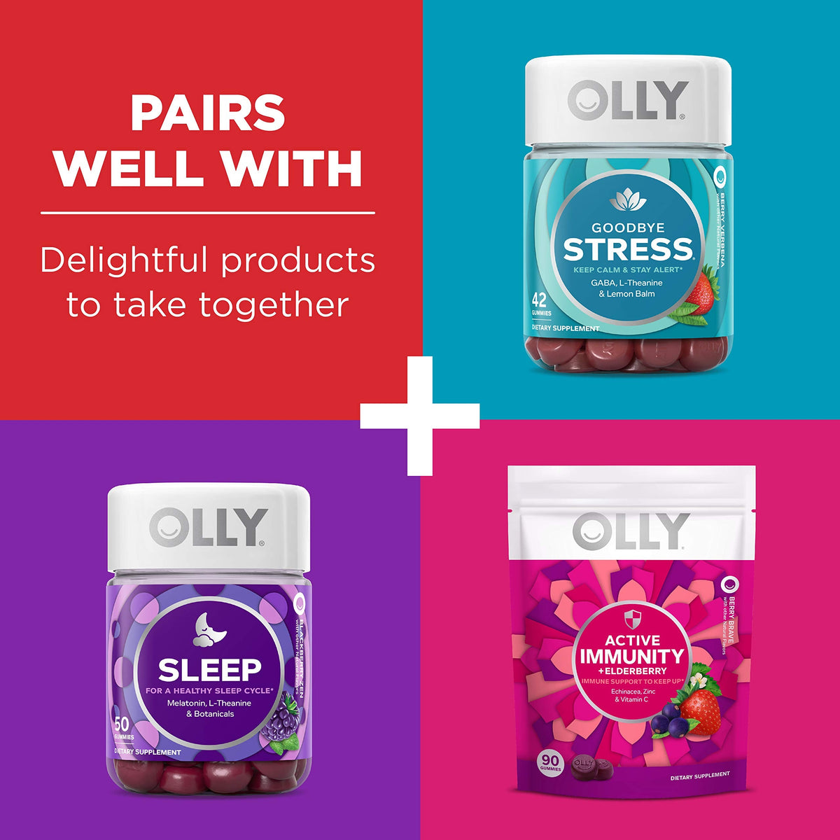 OLLY Multi + Probiotic Gummy – 1 مليار وحدة CFU، دعم المناعة والهضم، نكهة الفواكه الاستوائية، 70 قطعة