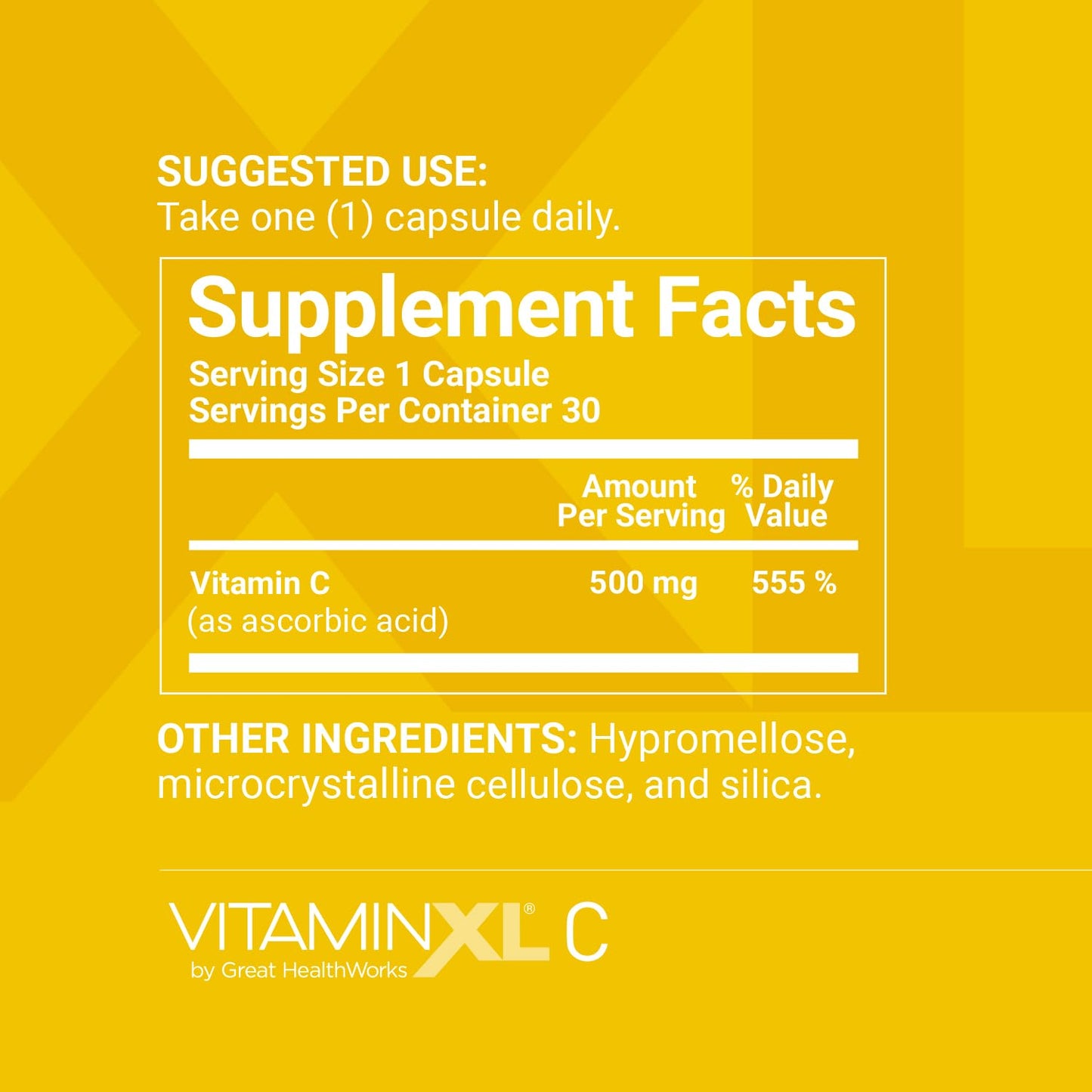 OmegaXL VitaminXL Vitamin C 500 mg — Immune Support, Antioxidant & Collagen Production (30 Vegan Capsules)