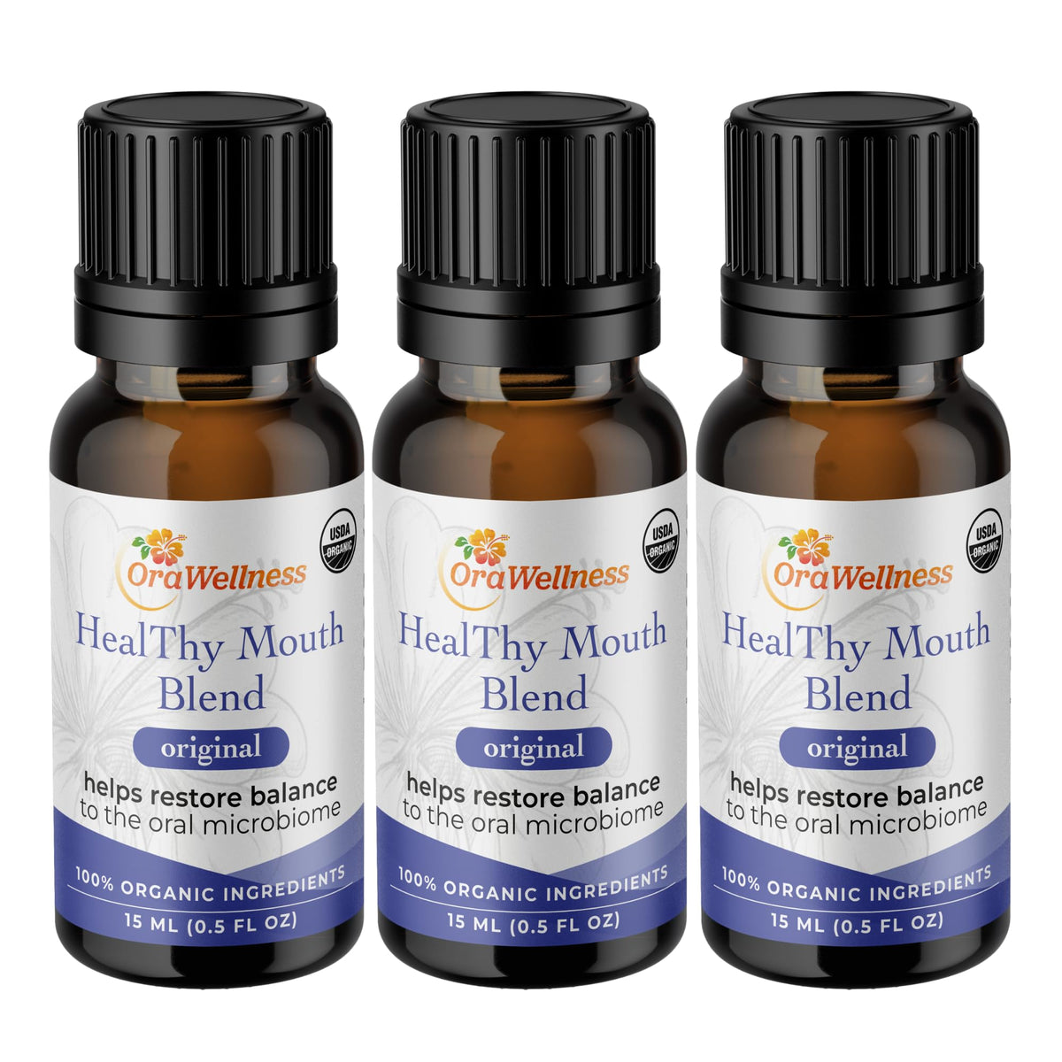 OraWellness Healthy Mouth Blend Organic Tooth Oil - Fluoride Free, Made in USA | Natural Mouthwash & Toothpaste Alternative (Pack of 3)