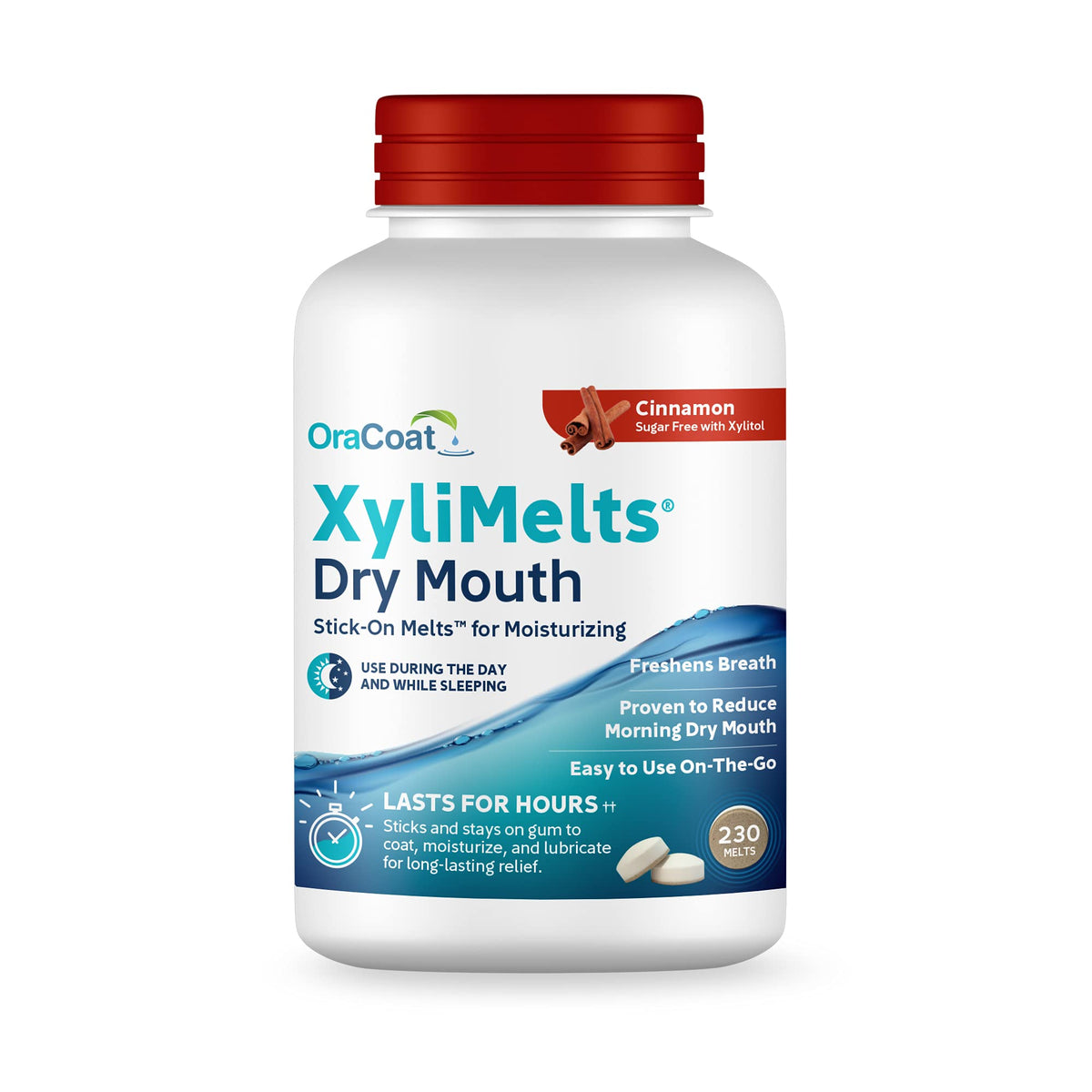 OraCoat XyliMelts Dry Mouth Discs β Cinnamon, 230 Count | 8-Hour Relief
