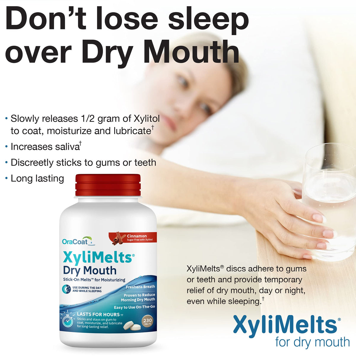 OraCoat XyliMelts Dry Mouth Discs β Cinnamon, 230 Count | 8-Hour Relief