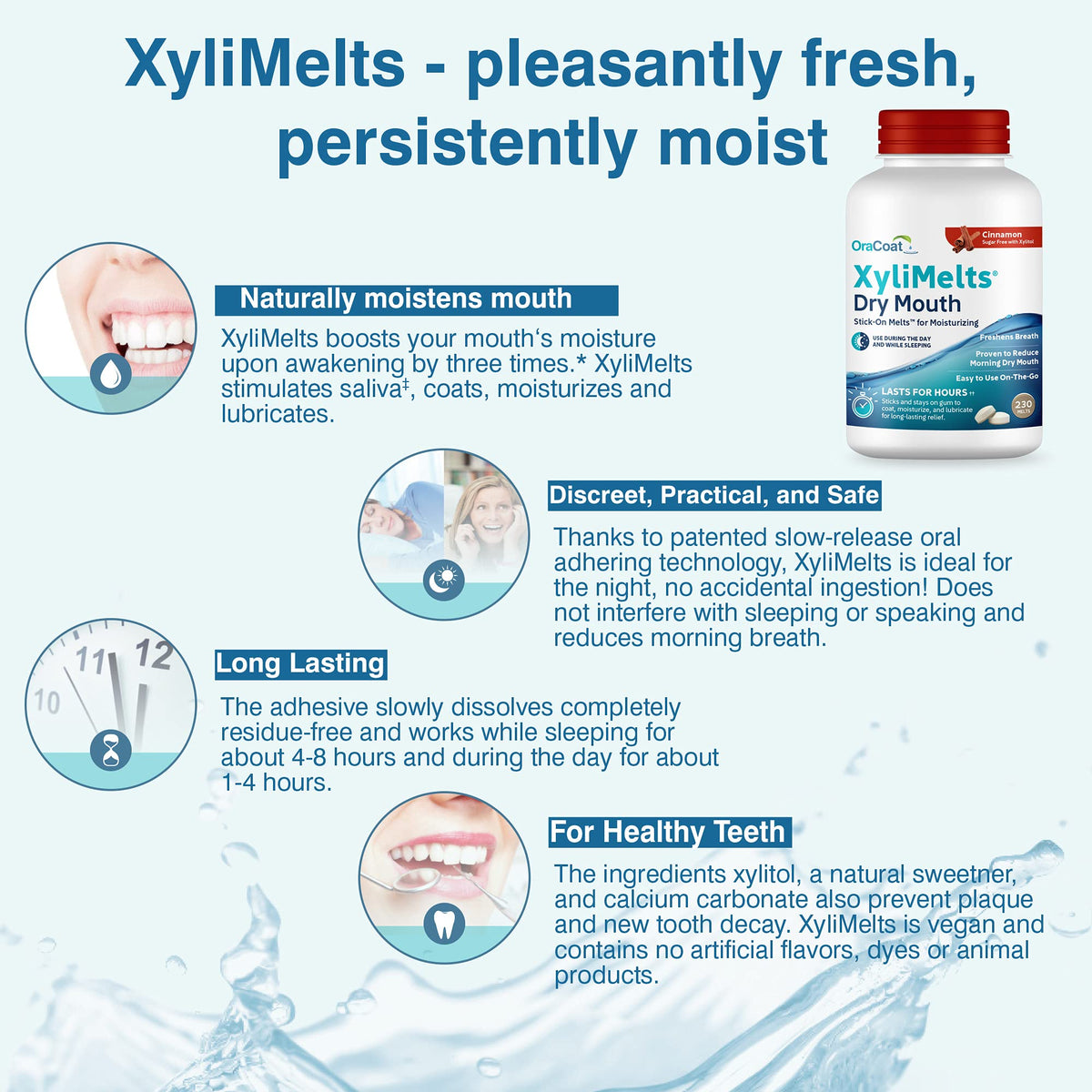 OraCoat XyliMelts Dry Mouth Discs β Cinnamon, 230 Count | 8-Hour Relief