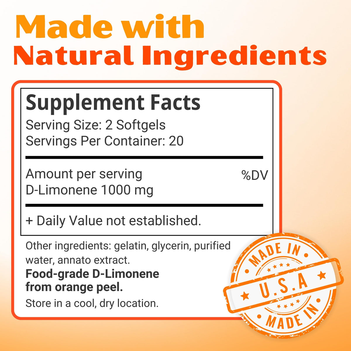 Orange Burps | D-Limonene Soft Gels for Heartburn Relief, GERD Support & Digestive Comfort | 1,000 mg