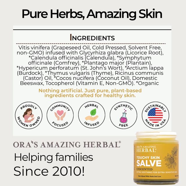 Ora's Amazing Herbal Touchy Skin Salve β Sensitive Skin Eczema Cream (4 oz)