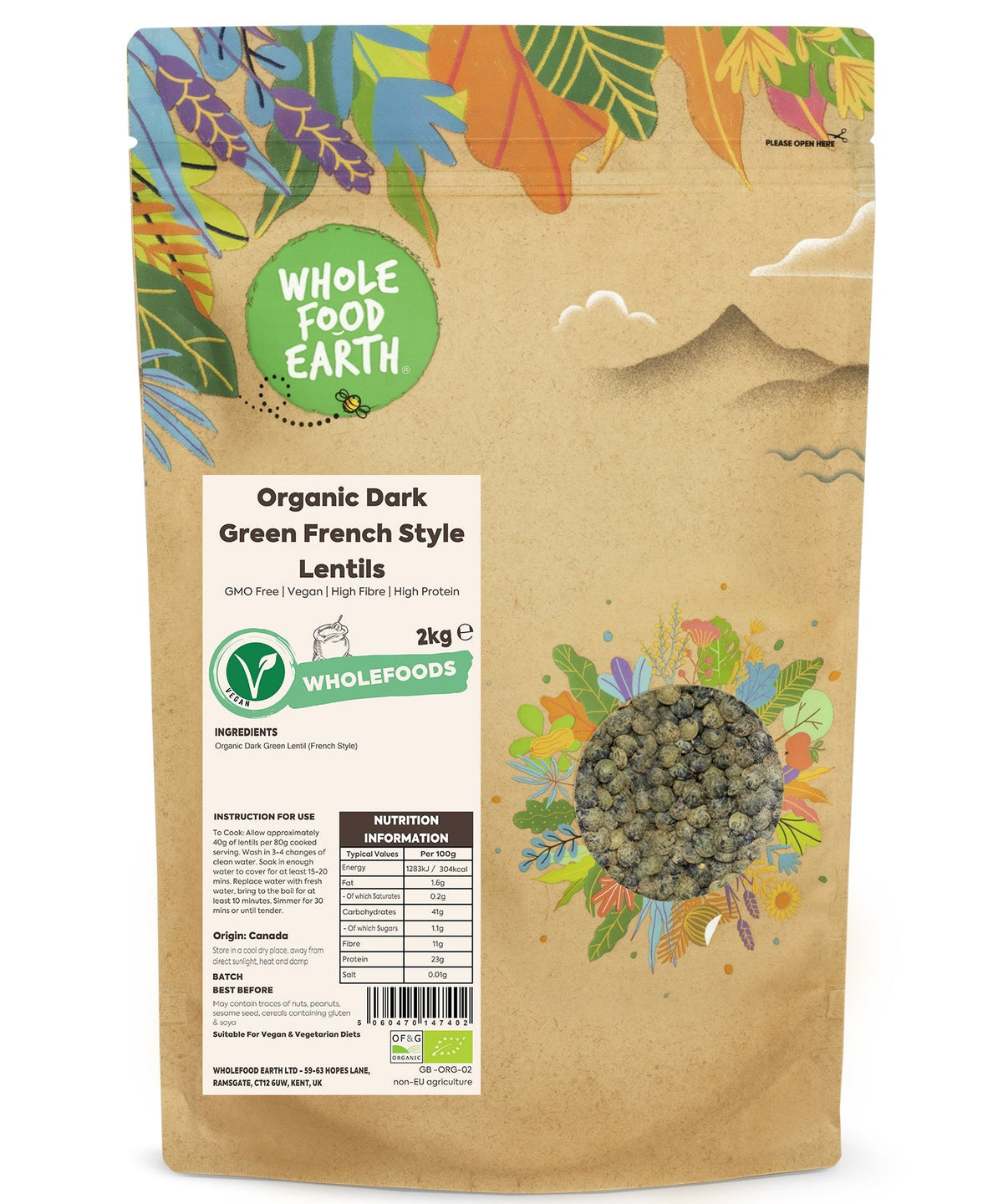 Organic Dark Green French Style Lentils