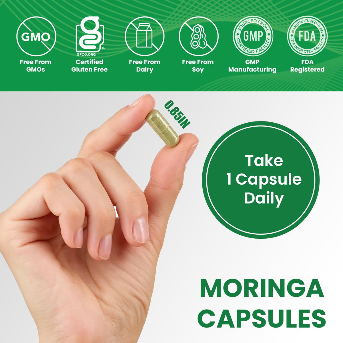 Organic Moringa 1200mg | 120 Capsules (60-Day) β Energy & Immune Support | Non-GMO