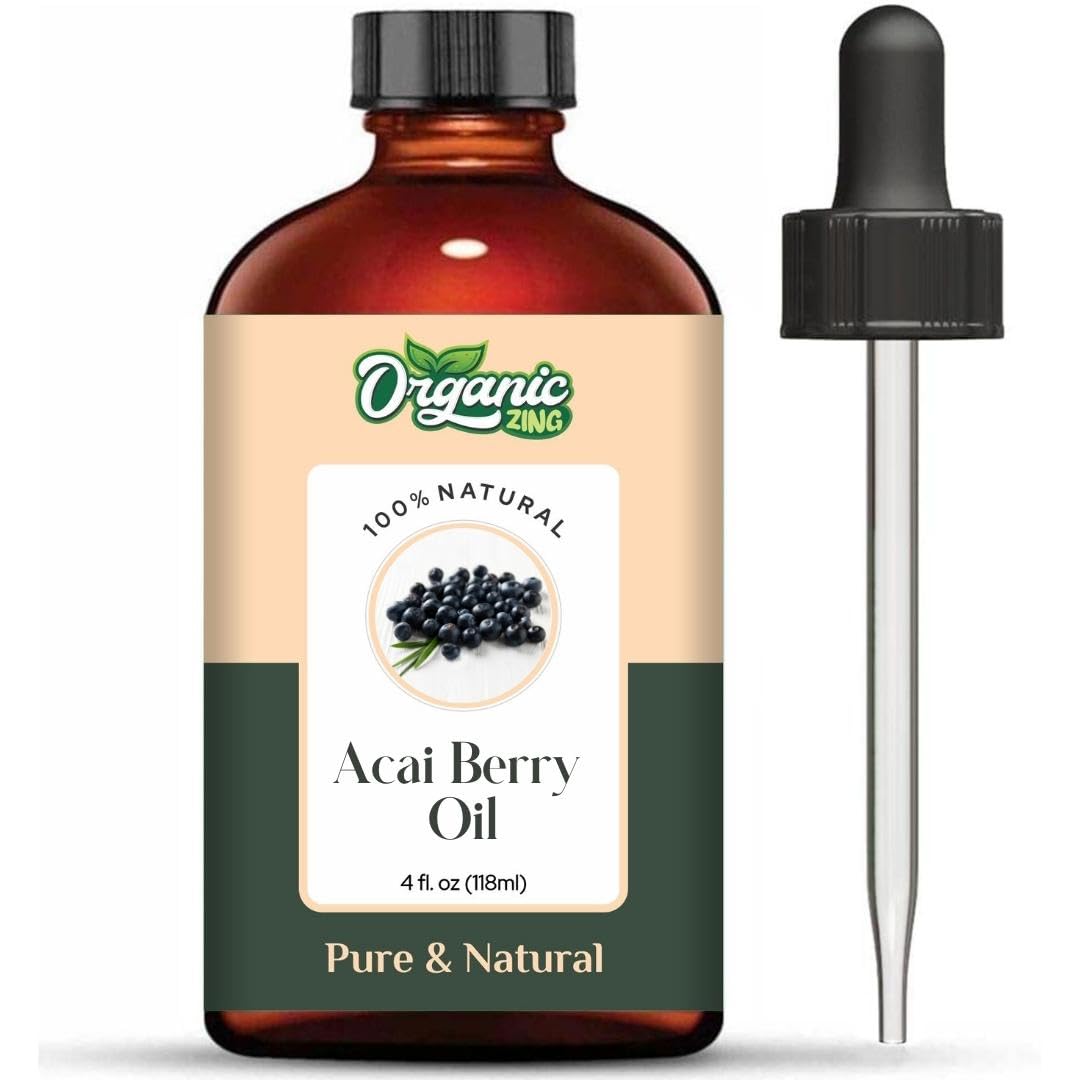 Organic Zing Acai Berry Oil | Pure Carrier Oil for Skincare, Haircare & Massage β 118ml