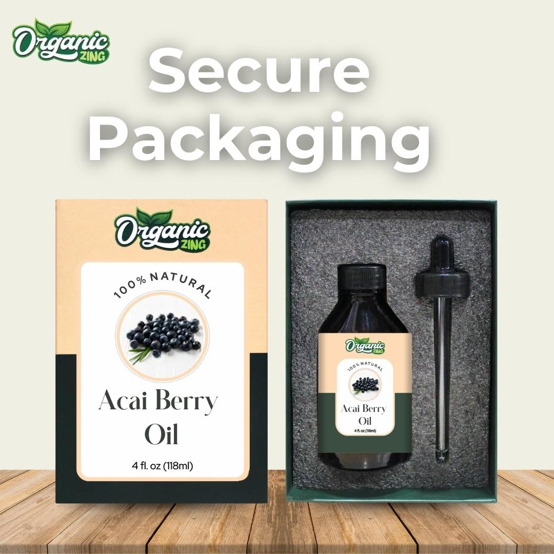 Organic Zing Acai Berry Oil | Pure Carrier Oil for Skincare, Haircare & Massage β 118ml