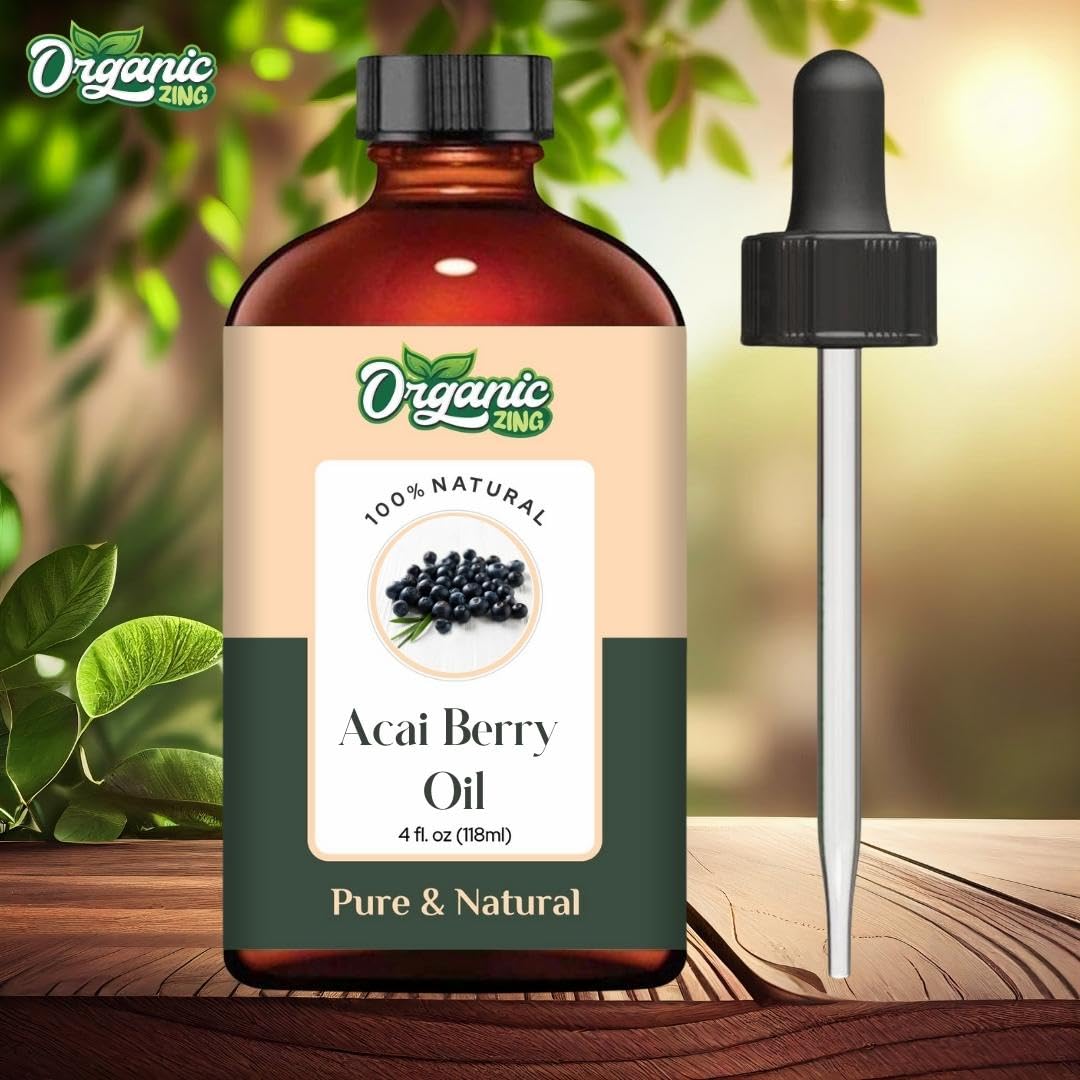 Organic Zing Acai Berry Oil | Pure Carrier Oil for Skincare, Haircare & Massage β 118ml