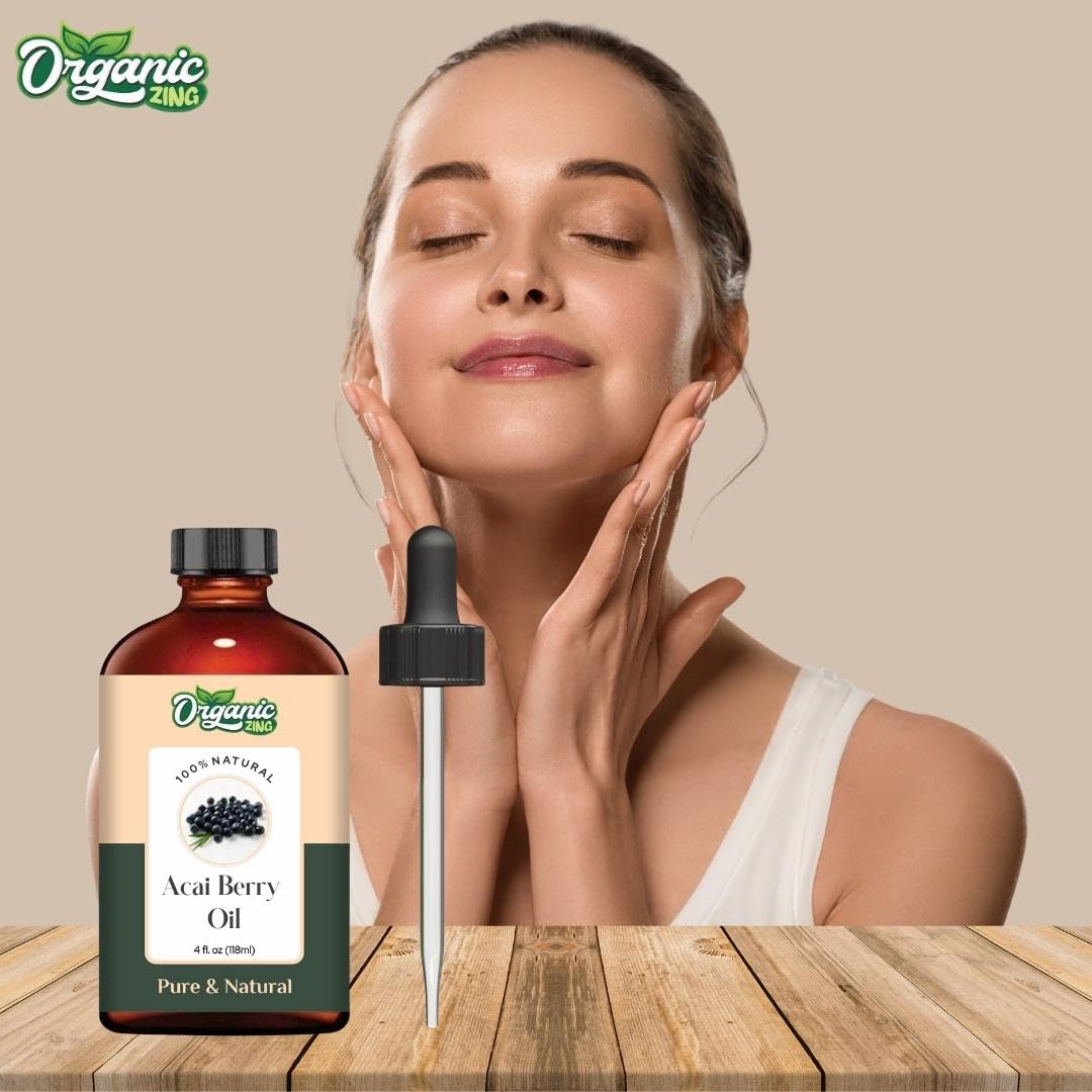 Organic Zing Acai Berry Oil | Pure Carrier Oil for Skincare, Haircare & Massage β 118ml