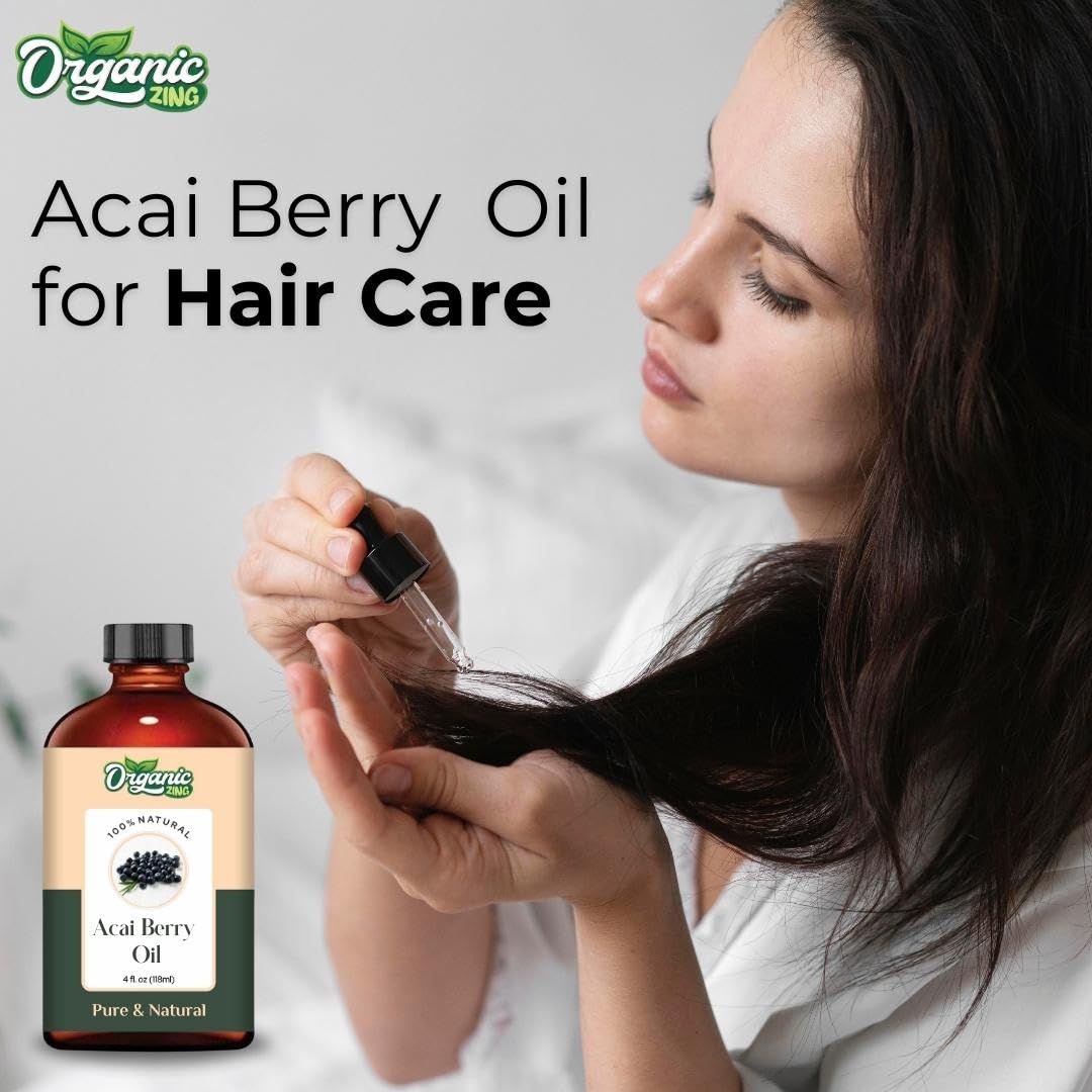 Organic Zing Acai Berry Oil | Pure Carrier Oil for Skincare, Haircare & Massage β 118ml