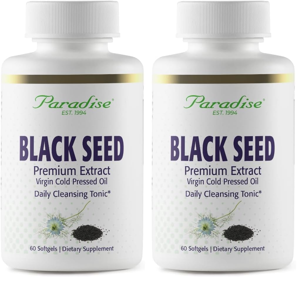 Paradise Black Seed Oil β Immune Support, Antioxidants, Ultra Pure, Vegan (60 Softgels Pack of 2)