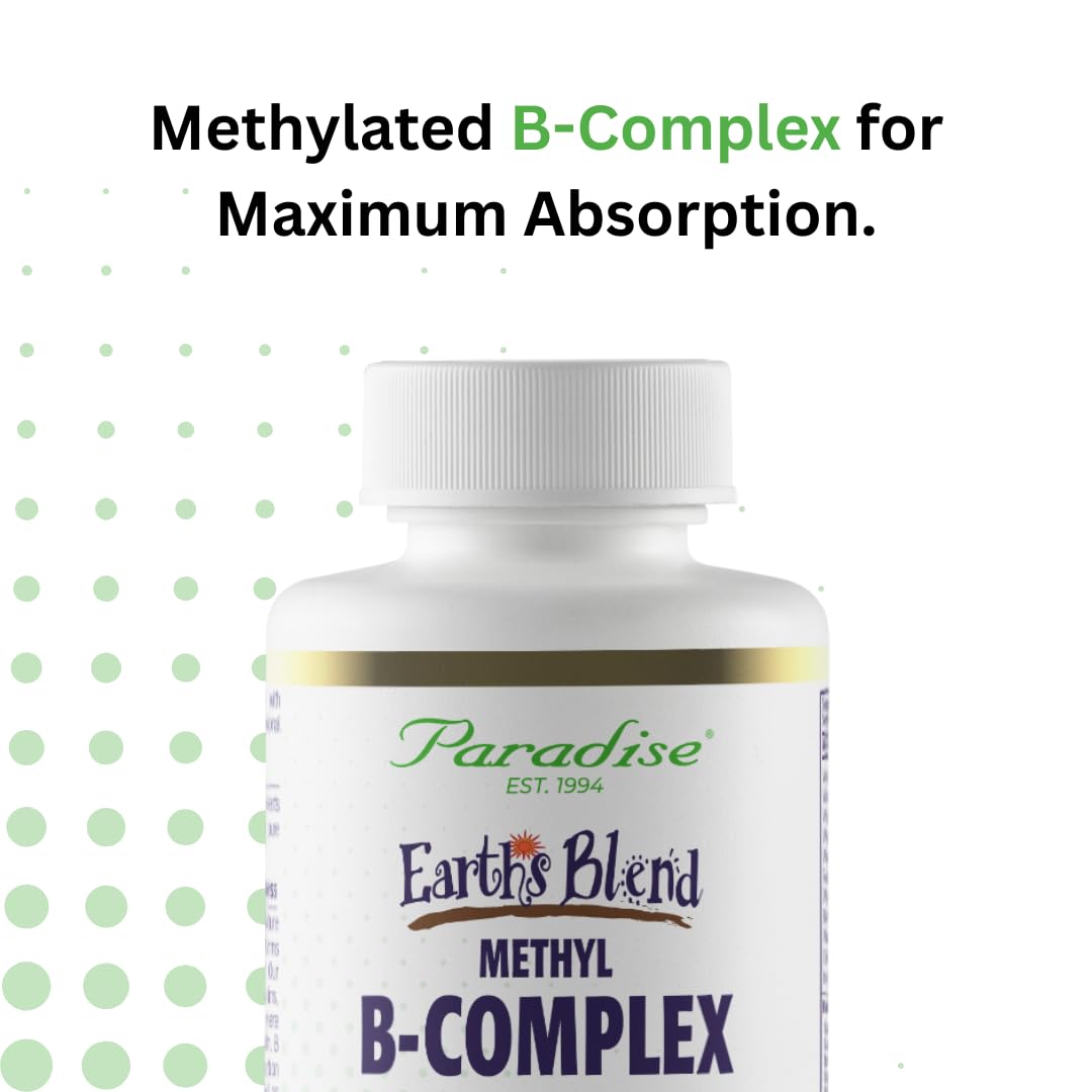 Paradise Herbs Earth's Blend B-Complex β Methylated B Vitamins + Superfoods, 60 Capsules