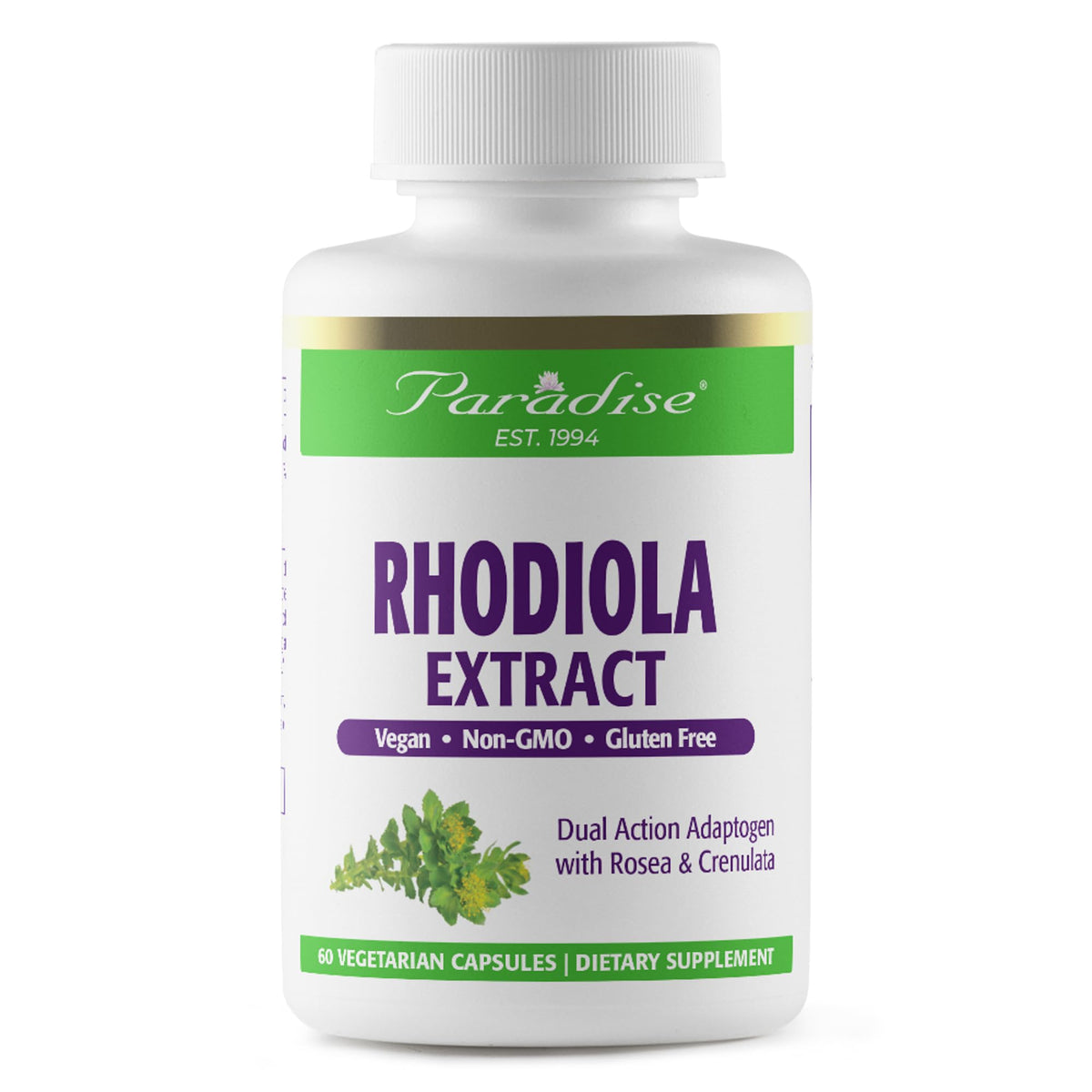 Paradise Herbs Rhodiola Extract 500mg | Ultra Pure, Vegan, Non-GMO, Gluten Free – 60 Vegetarian Capsules