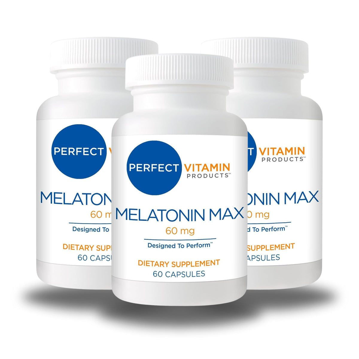 Perfect Vitamin Products Melatonin MAX 60mg - Vegano, Non OGM, Senza Glutine (Confezione da 3)