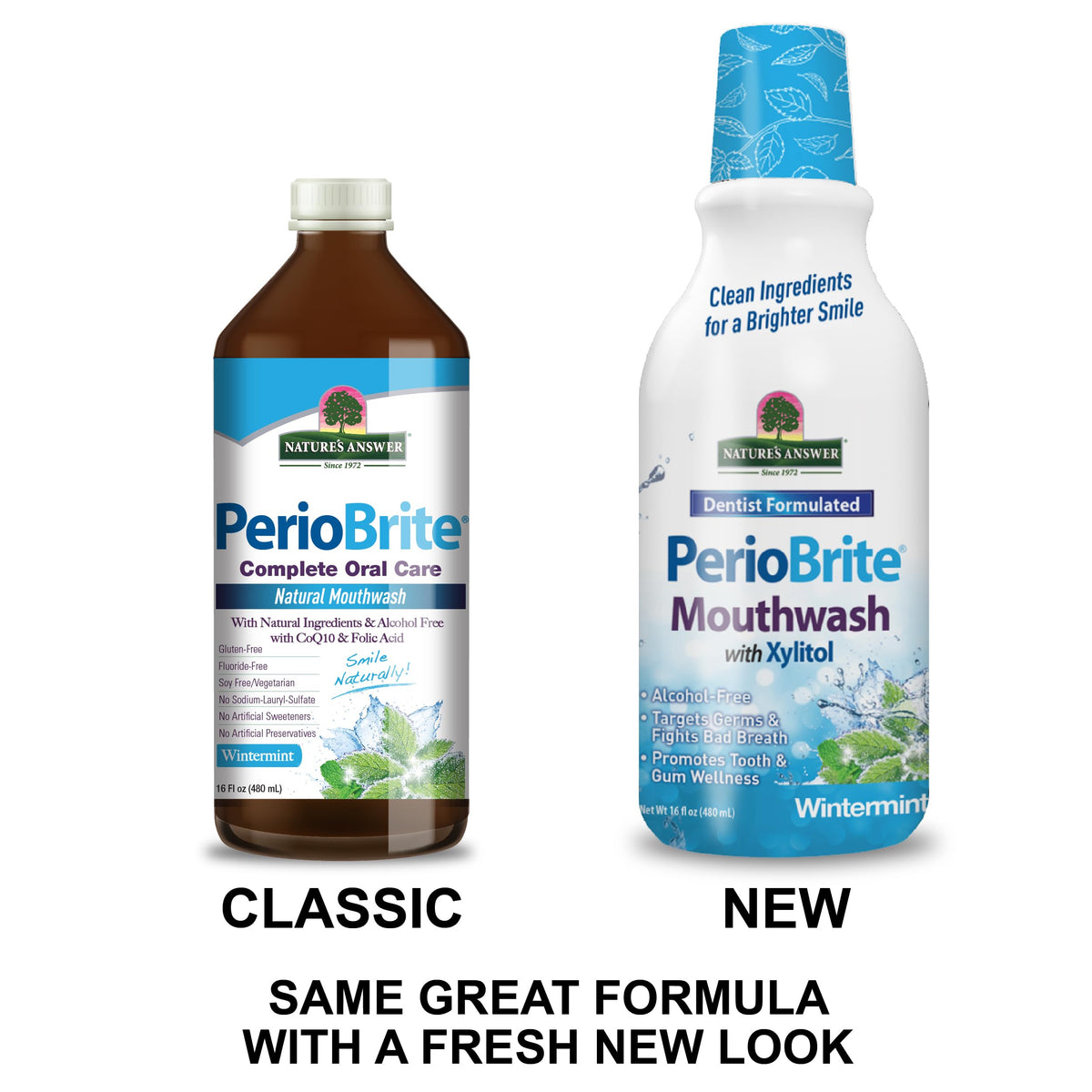 Nature's Answer PerioBrite Winter Mint Mouthwash β Fluoride-Free, Alcohol-Free & Vegan (16oz)