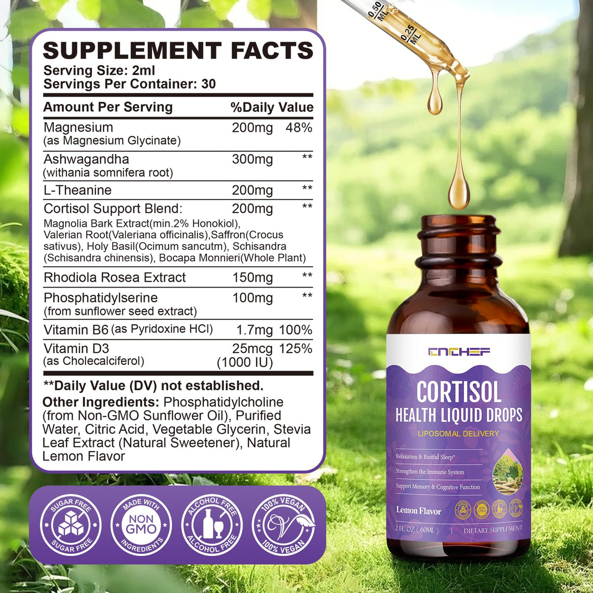 Cortisol Support Liquid Drops 2 fl oz β Hormone Balance, Sleep & Mood