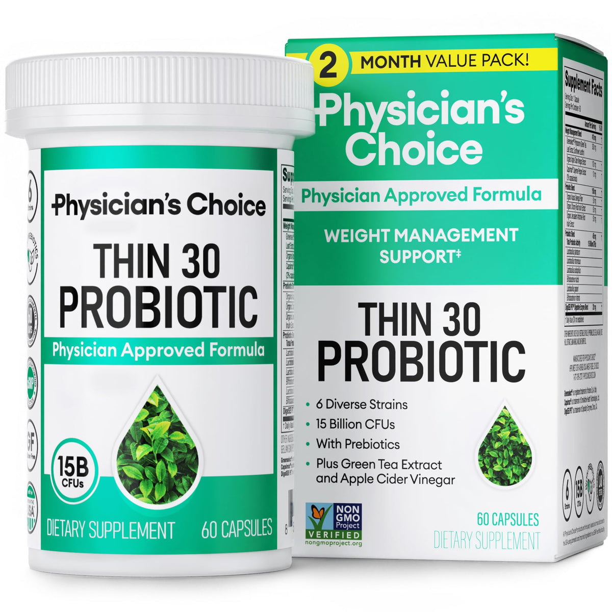 Physician's CHOICE Probiotics β Weight Management & Bloating (6 Strains) β 60 CT