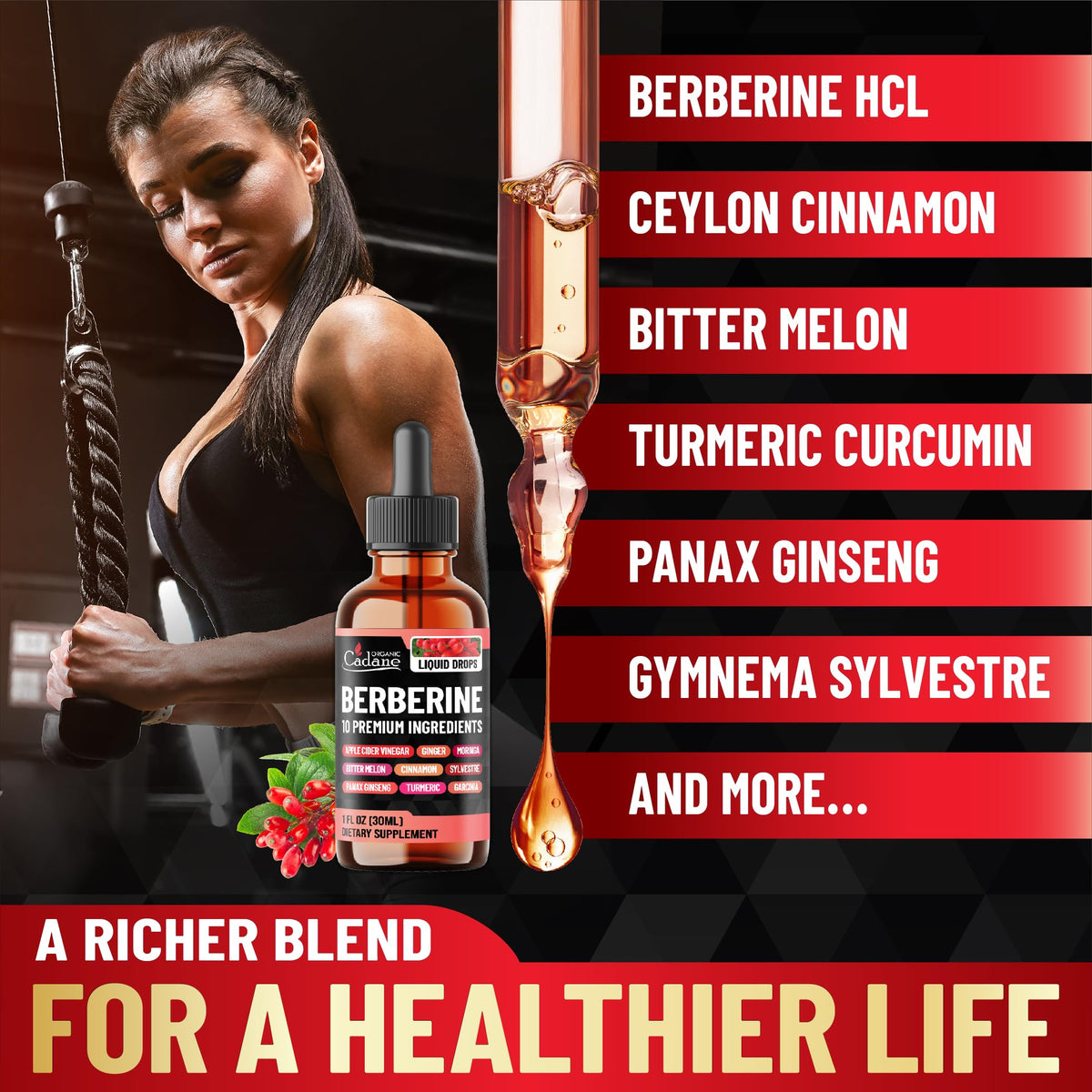 10in1 Berberine Liquid Drops β Heart Health Support | 1 oz, 1 Month
