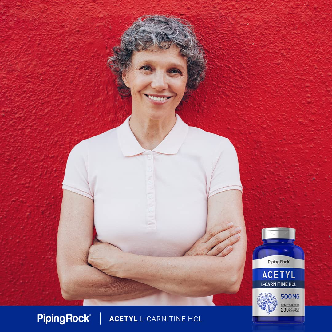 Piping Rock Acetyl L-Carnitine HCL 500 mg β 200 Capsules | Non-GMO & Gluten Free