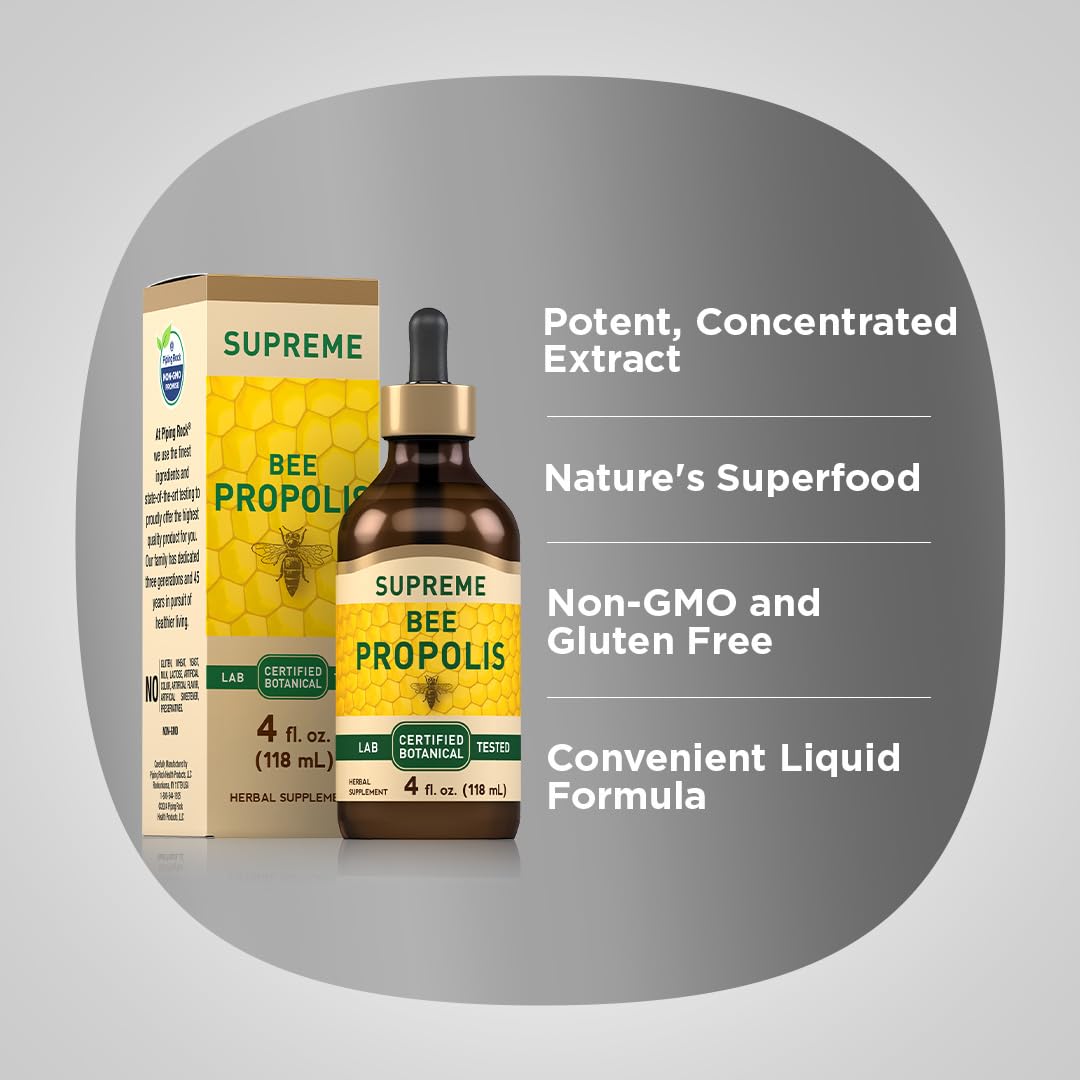 Piping Rock Bee Propolis Extract Tincture β 4 Fl Oz | Non-GMO, Gluten Free