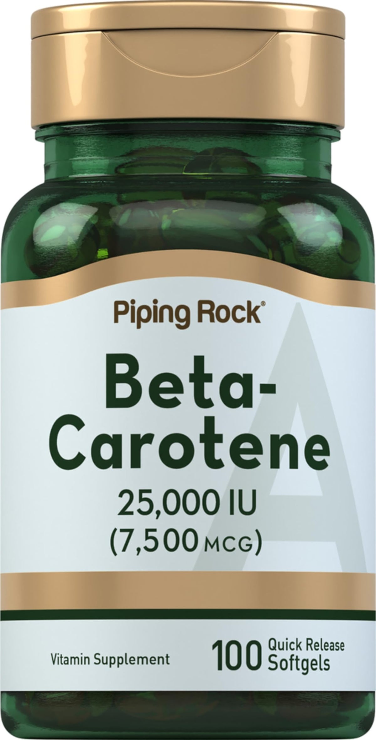 Piping Rock Beta Carotene 25,000 IU Softgels – 100 Count | Non-GMO, Gluten Free
