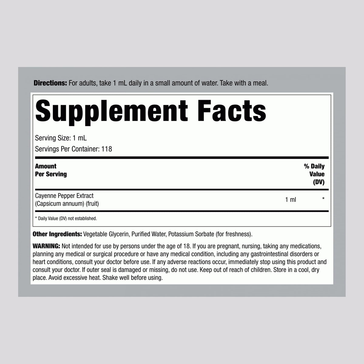 Piping Rock Cayenne Pepper Drops β 4 Oz Tincture | Alcohol Free, Non-GMO, Gluten Free