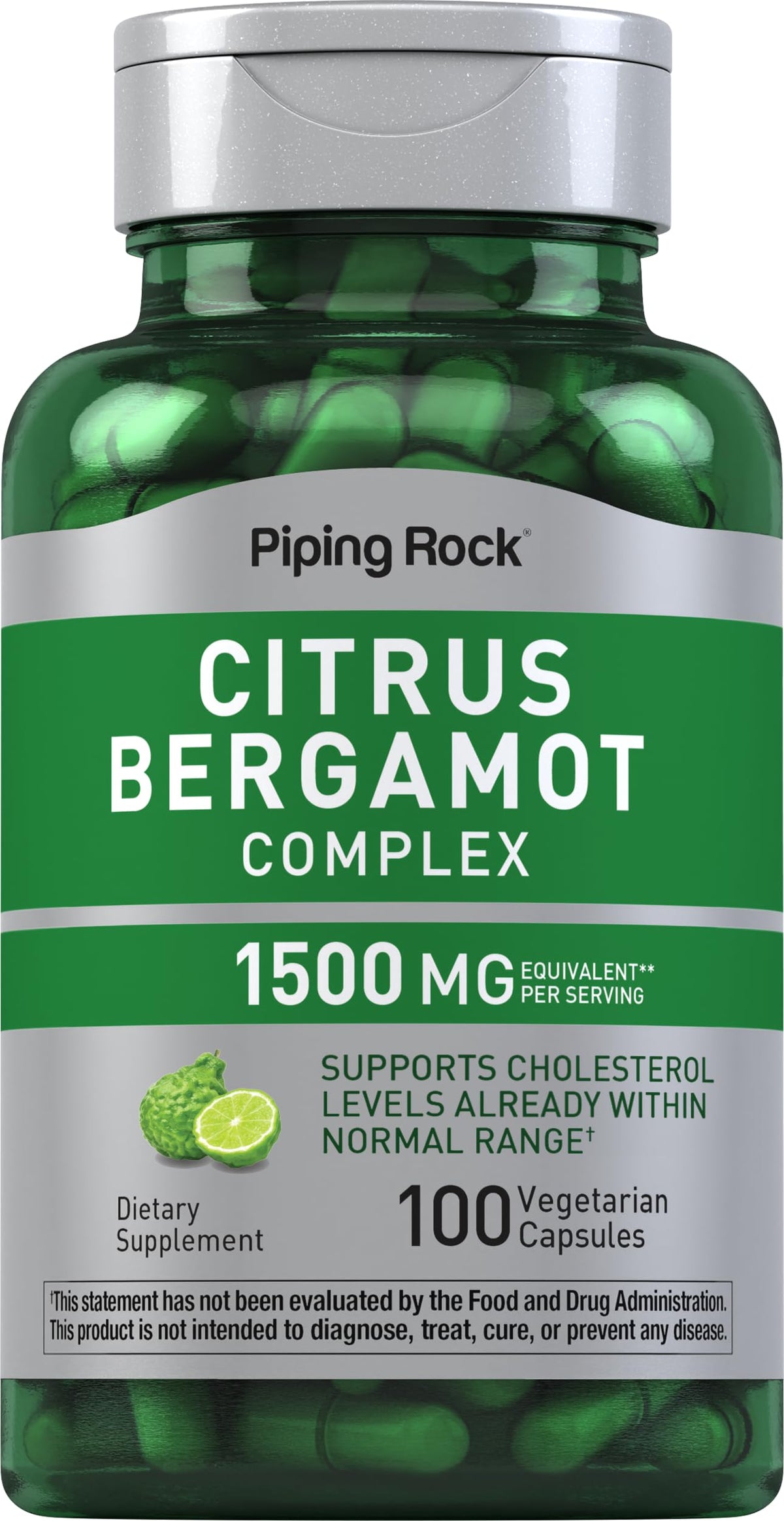 Piping Rock Citrus Bergamot Extract 1500mg | 100 Capsules | Vegetarian, Non-GMO, Gluten Free