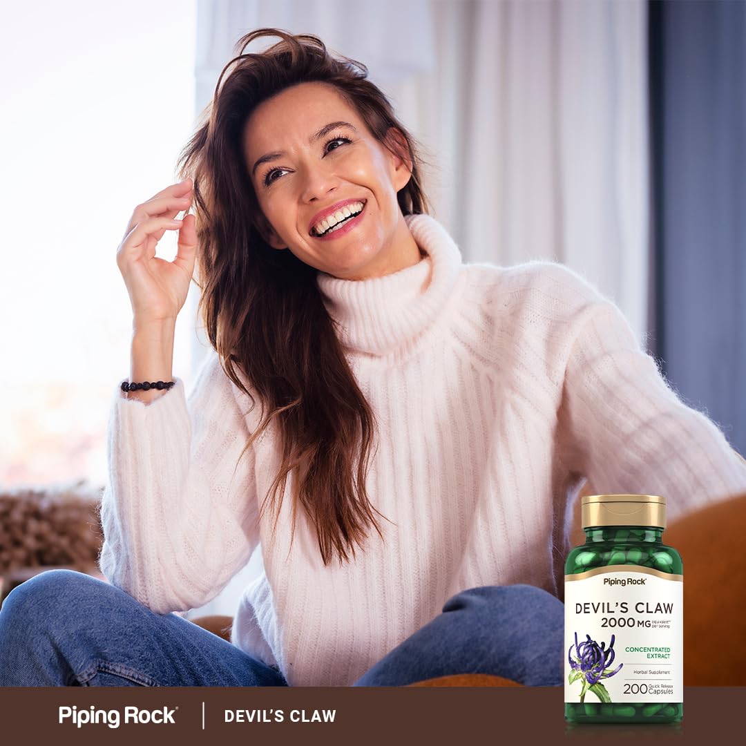 Piping Rock Devils Claw 2000mg | 200 Capsules | Herbal Supplement | Concentrated Extract | Non-GMO, Gluten Free