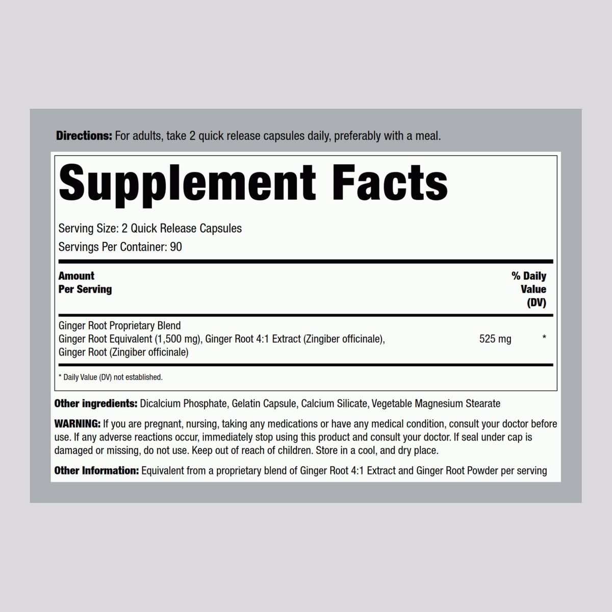 Piping Rock Ginger Root Capsules - 1500 mg, 180 Count | Non-GMO, Gluten Free