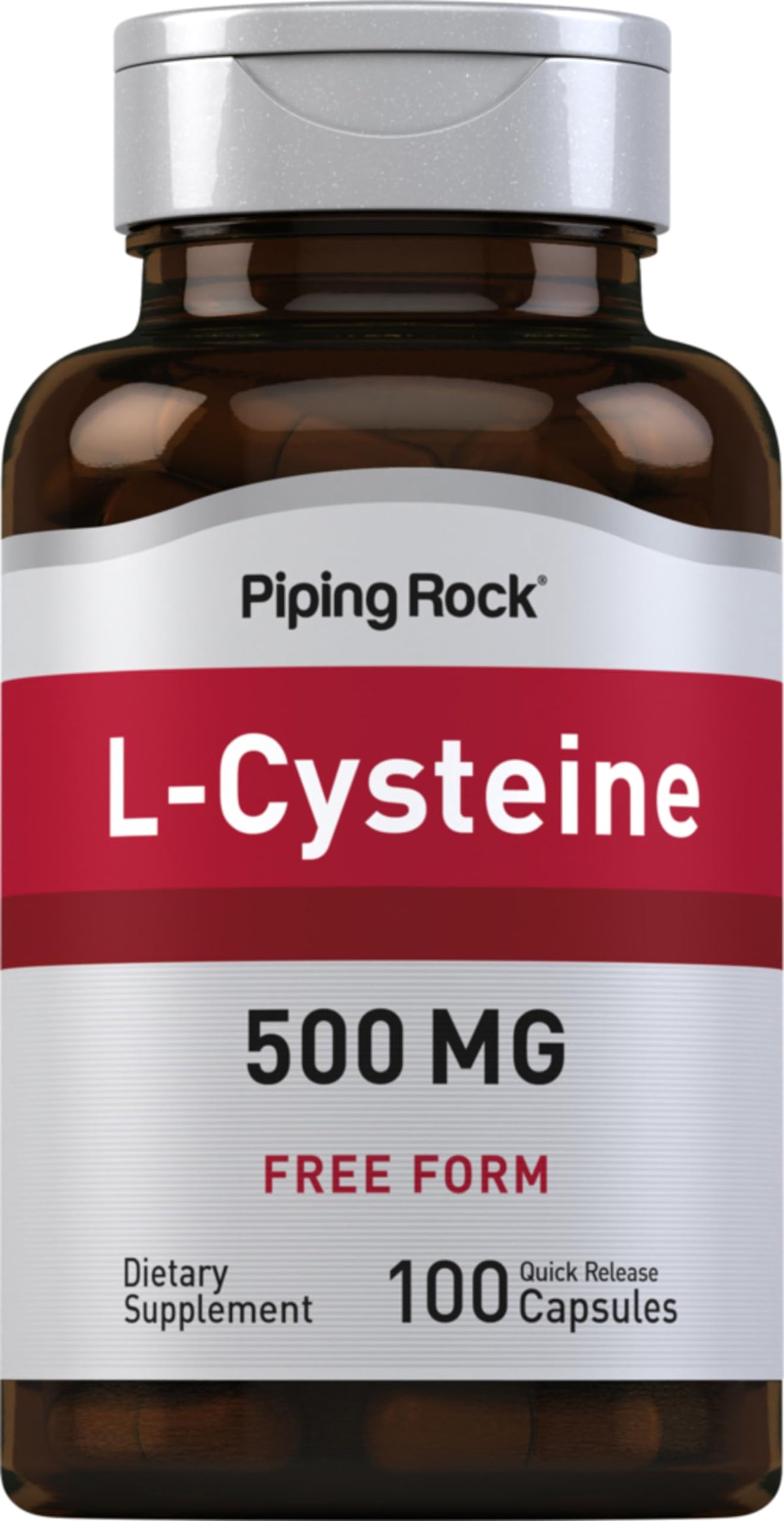 Piping Rock L-Cysteine 500 mg β 100 Capsules | Free Form, Non-GMO & Gluten Free