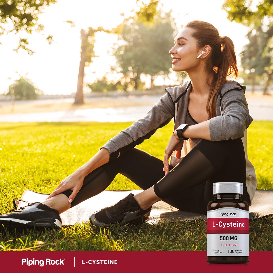 Piping Rock L-Cysteine 500 mg β 100 Capsules | Free Form, Non-GMO & Gluten Free